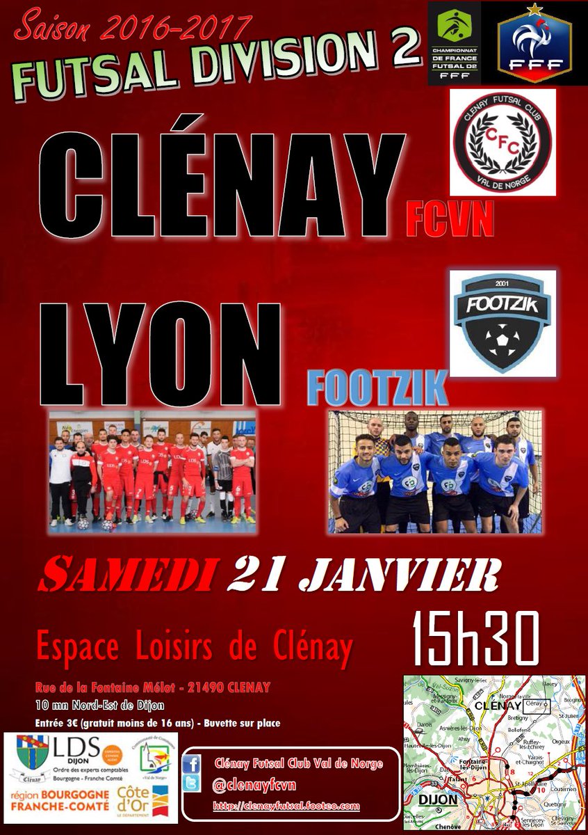 fcdijonclenay's tweet photo. Retour de la #D2Futsal ce samedi 16h avec une belle affiche de Futsal entre Clénay @clenayfcvn et Lyon @FootzikFutsal en #Bourgogne https://t.co/xYiQtTfZ9n
