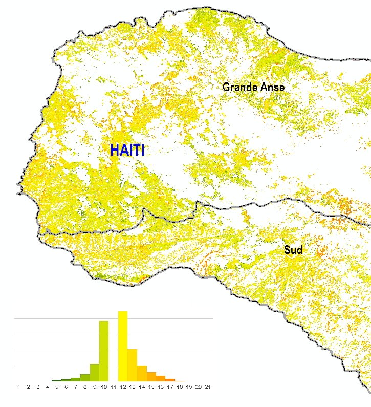UNOSAT's tweet photo. We´re currently conducting a vegetation analysis of #Haiti after #CycloneMatthew. Forests and mangroves have been impacted https://t.co/zD2PVnRQ7p