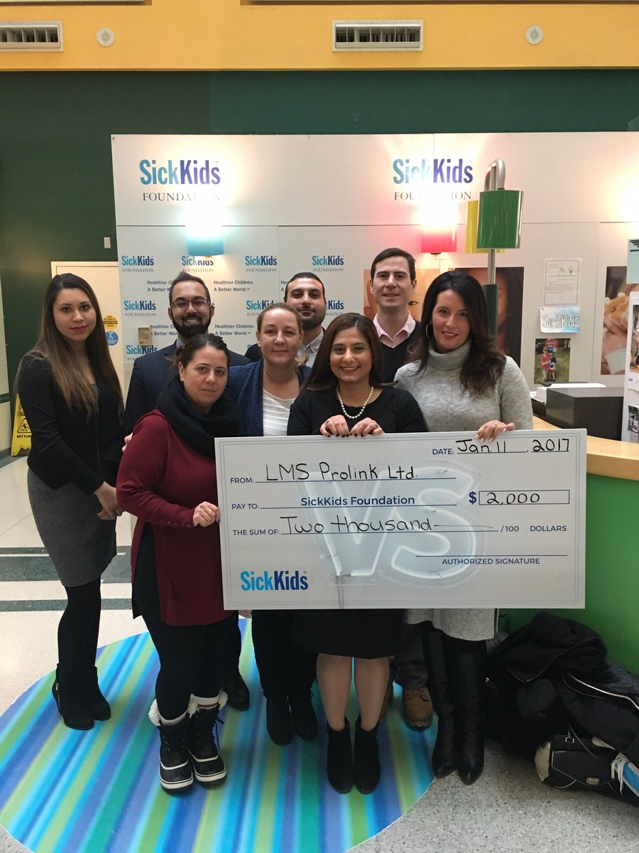 The PROLINK team has generously donated $2000 to <a href="/SickKids/">SickKids Foundation</a>Foundation @SickKids Thank you to everyone who made this contribution possible.