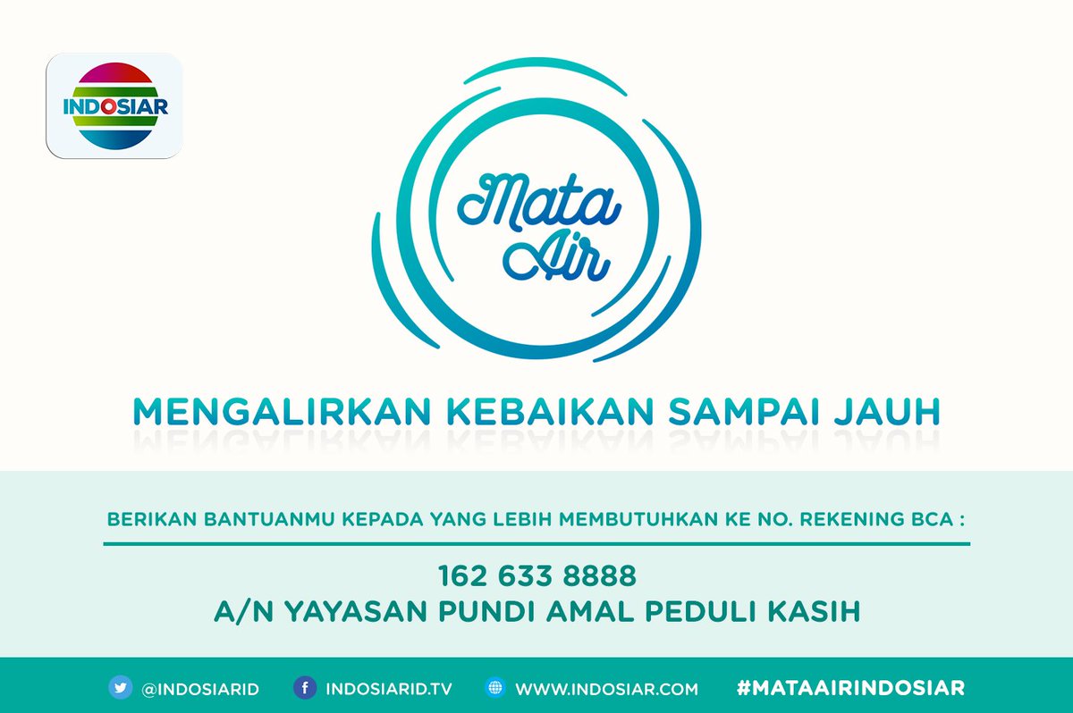 Indosiar's tweet photo. Yuk ikut berpartisipasi membantu harapan saudara kita akan air bersih melalui program #MataAirIndosiar @IndosiarID! https://t.co/in3qmKe4rt