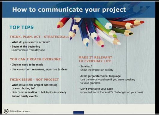 beacolado's tweet image. &quot;A brochure/web is not enough, you need a strategy and a communication plan&quot; #tips to communicate your #project #commsworkout @EU_EASME