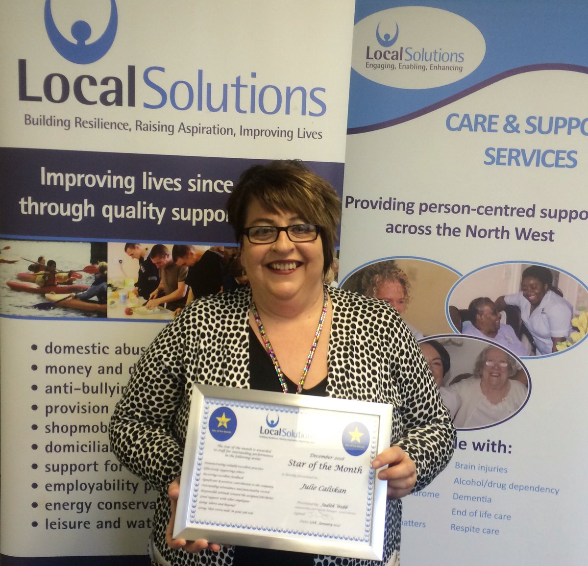 LocalSolutions_'s tweet photo. Congratulations to Julie Caliskan 👏 our @LSCareVacancies office based #Starofthemonth for Dec 2016 @hawkins_steve https://t.co/ibcdtS6GR4