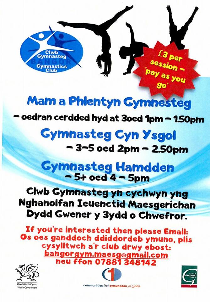 Cym1af's tweet photo. Sesiynnau Gymnasteg yn cychwyn yn y Ganolfan Ieuenctid ym Maesgeirchen! Gymnastics Sessions beginning in the Youth Centre Maesg! @BangorGym https://t.co/ESlWyGroRv