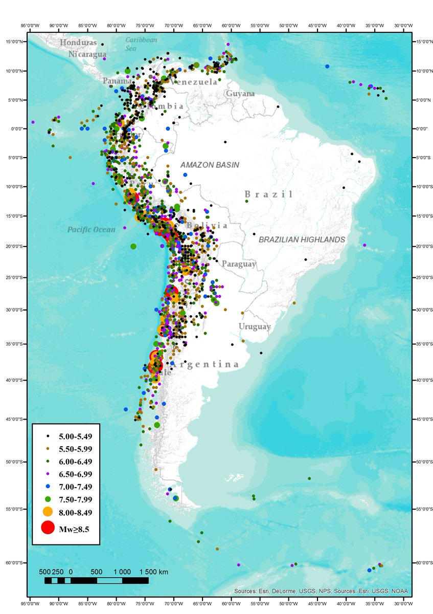 Togno017's tweet photo. Updated earthquake catalogue for South America: time window pre-1964 #SARAProject #16wcee #ingv #erthquakecatalogue #earthquake #GEM #hazard https://t.co/wfWqPVTcpb
