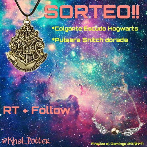 khal_potter's tweet image. SORTEO NACIONAL
.
-Colgante Escudo de Hogwarts 
-Pulsera Snitch dorada 
.
-Haz RT
-Follow a @khal_potter 
.
Finaliza 29/01/17
.
PARTICIPA ☇💫