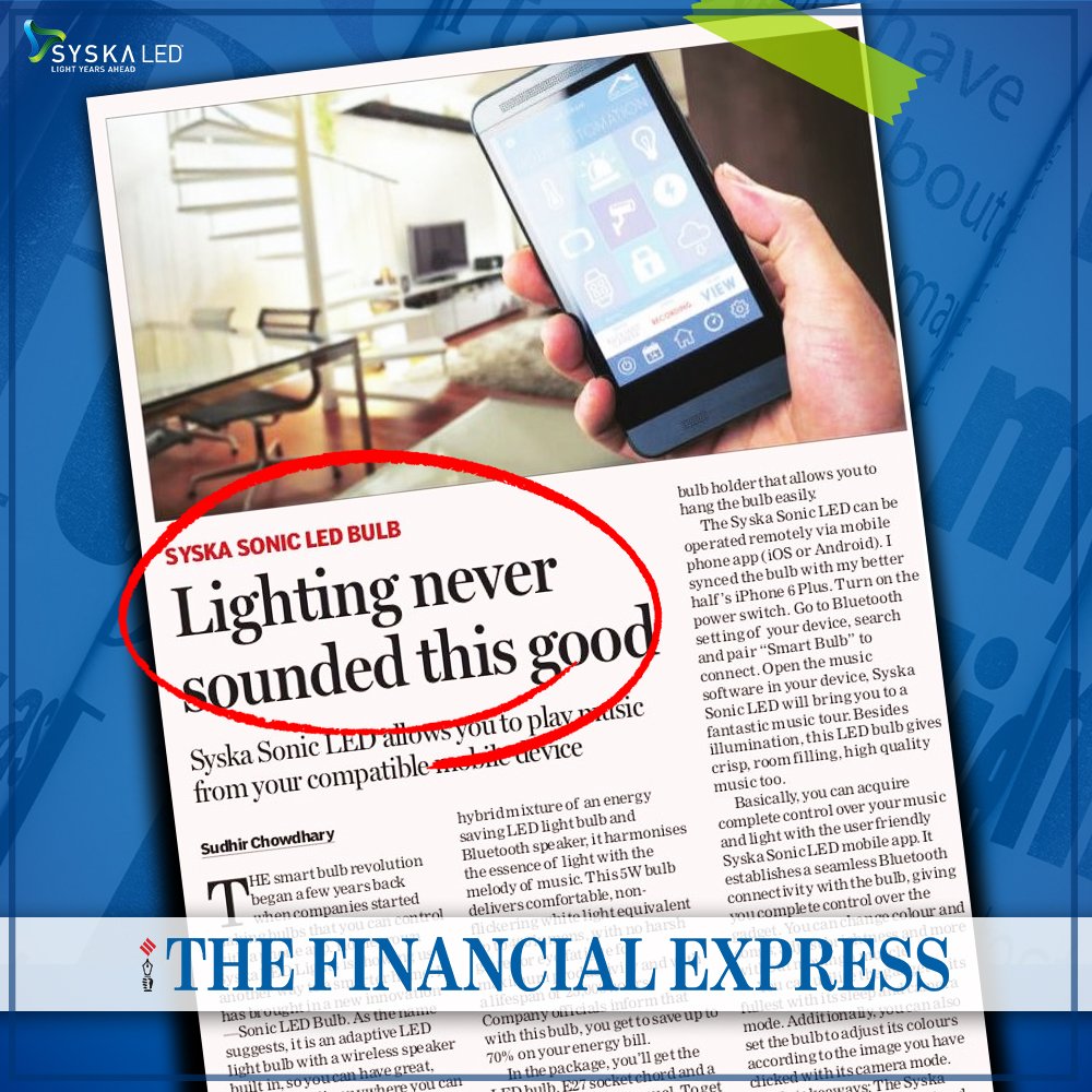 SyskaWorld's tweet photo. Indeed Lighting never sounded this good πThanks @FinancialXpress for such a lovely feature on our newest #RainbowLEDBulb #LEDLights https://t.co/wls5Hm1OSa