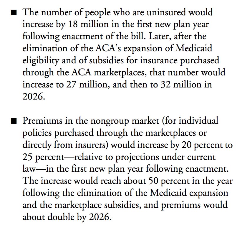 CBO projects ACA repeal (without replace) will lead to 18 million uninsured and raise premiums 20-25% in one year. cbo.gov/sites/default/…