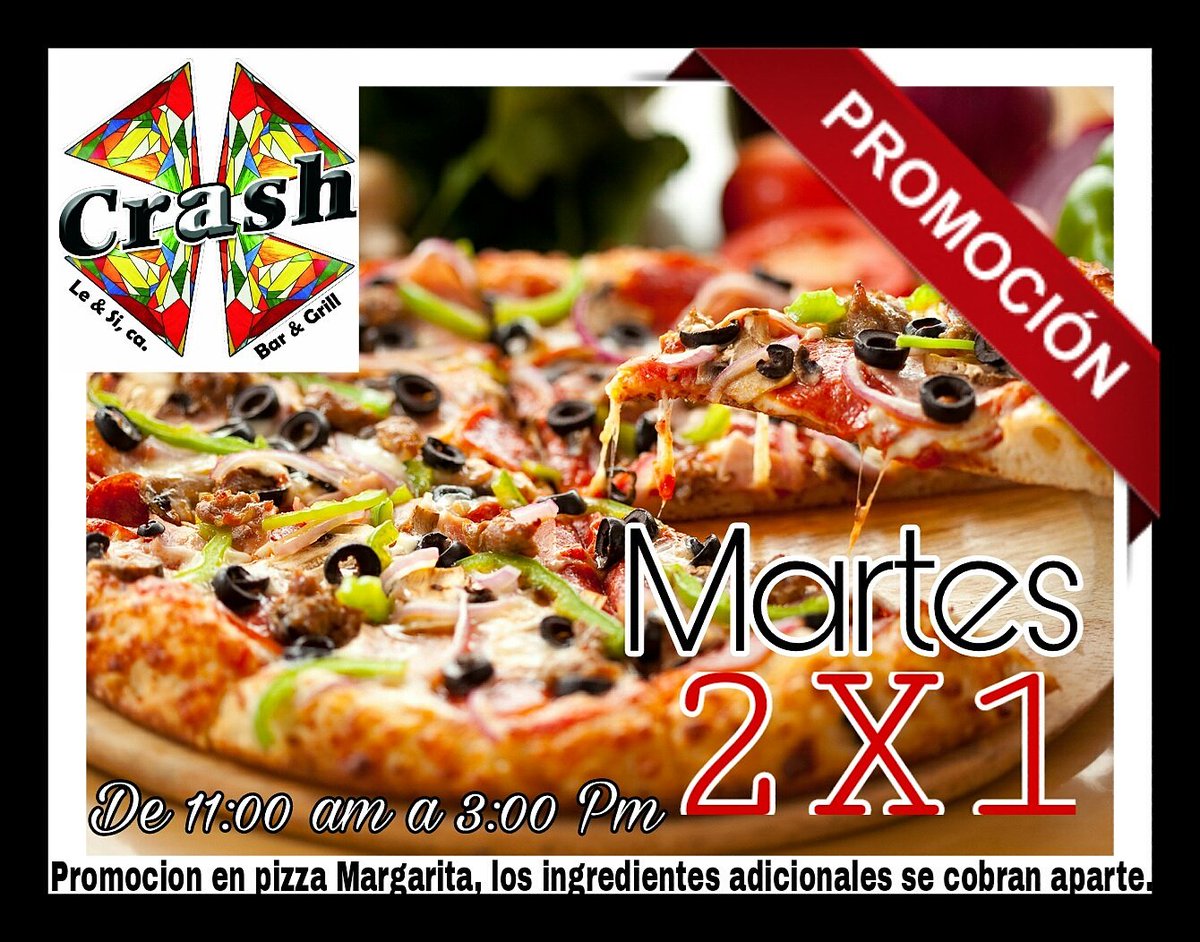 crash_bar's tweet photo. 2x1 en pizza Ya abrimos en nuestro nuevo horario te esperamos. https://t.co/ElFNNTuhW8