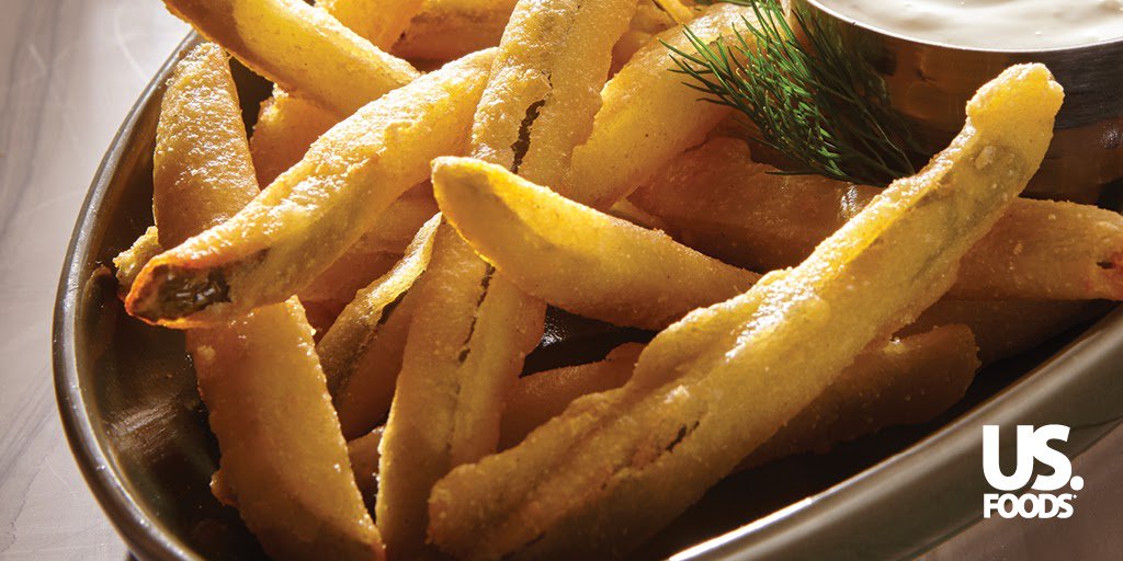 USFoods's tweet photo. #ServerTip: Fries are a staple side, but suggest our Pickle Fries for a crunchy, delicious switch from the norm. https://t.co/Vf7HDMDdz4 https://t.co/ancwjwXu9u