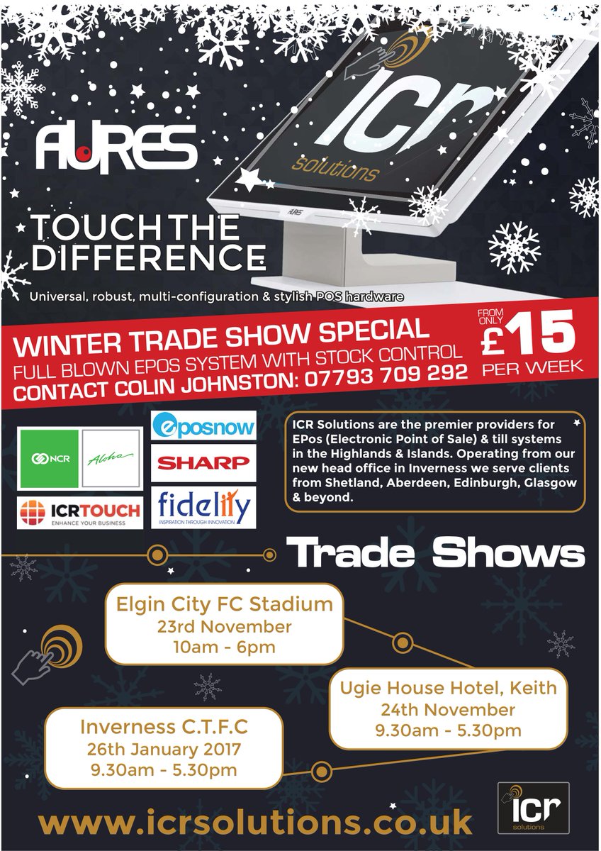 Don't miss this Winter Tradeshow // ICR Solutions, @ReachHighland and VU Group. 26th Jan at <a href="/ICTFC/">Inverness Caledonian Thistle FC</a>, 9.30am - 5.30pm. icrsolutions.co.uk