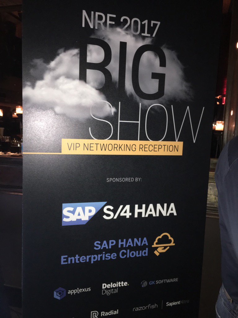 mariasiyu's tweet image. SAP HANA Enterprise Cloud and S/4HANA reception at NRF! #saphec #nrfgala