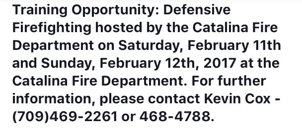 NLFireServices's tweet image. Training Opportunity: Defensive Firefighting in Catalina on February 11th &amp;amp; 12th