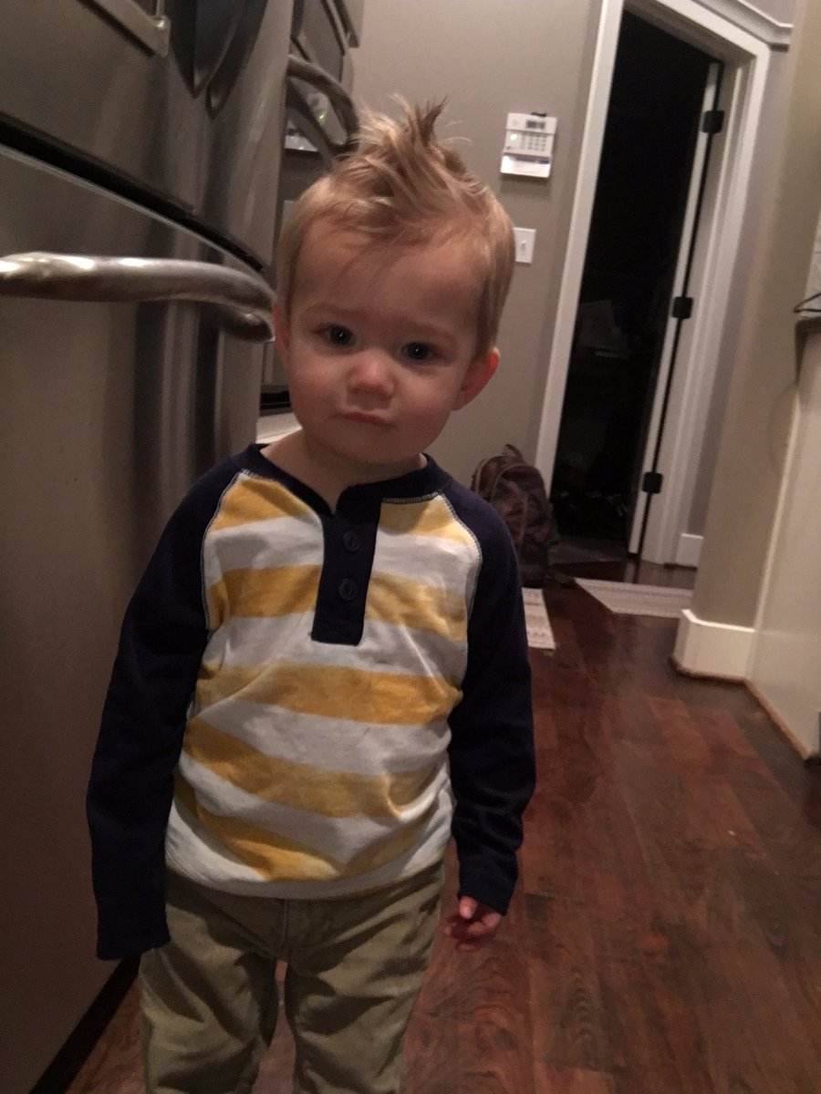 Brad_Davis11's tweet photo. First day of school for this little guy! He's thrilled! #axelscott https://t.co/Uv2uSdd4GS