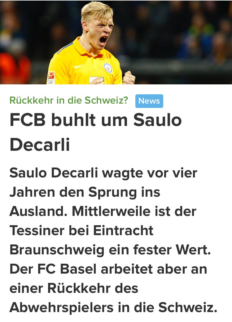 Fc_Basel1's tweet photo. "Der FCB buhlt um Saulo Decarli" 

#FCBaselTransfer #FCBasel #rotblaulive  🔴🔵 https://t.co/uo1BGzY3nn