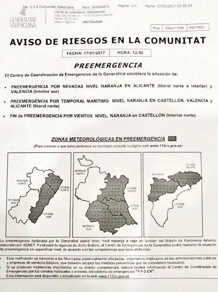 BernabeCanoES's tweet photo. #AVISO
El CCE @GVA112 comunica el Estado de Preemergencia por Nevadas Nivel Naranja en @LaNuciaES. #OlaDeFrio https://t.co/5TbQQDXVYb https://t.co/k4bkHq7cG3