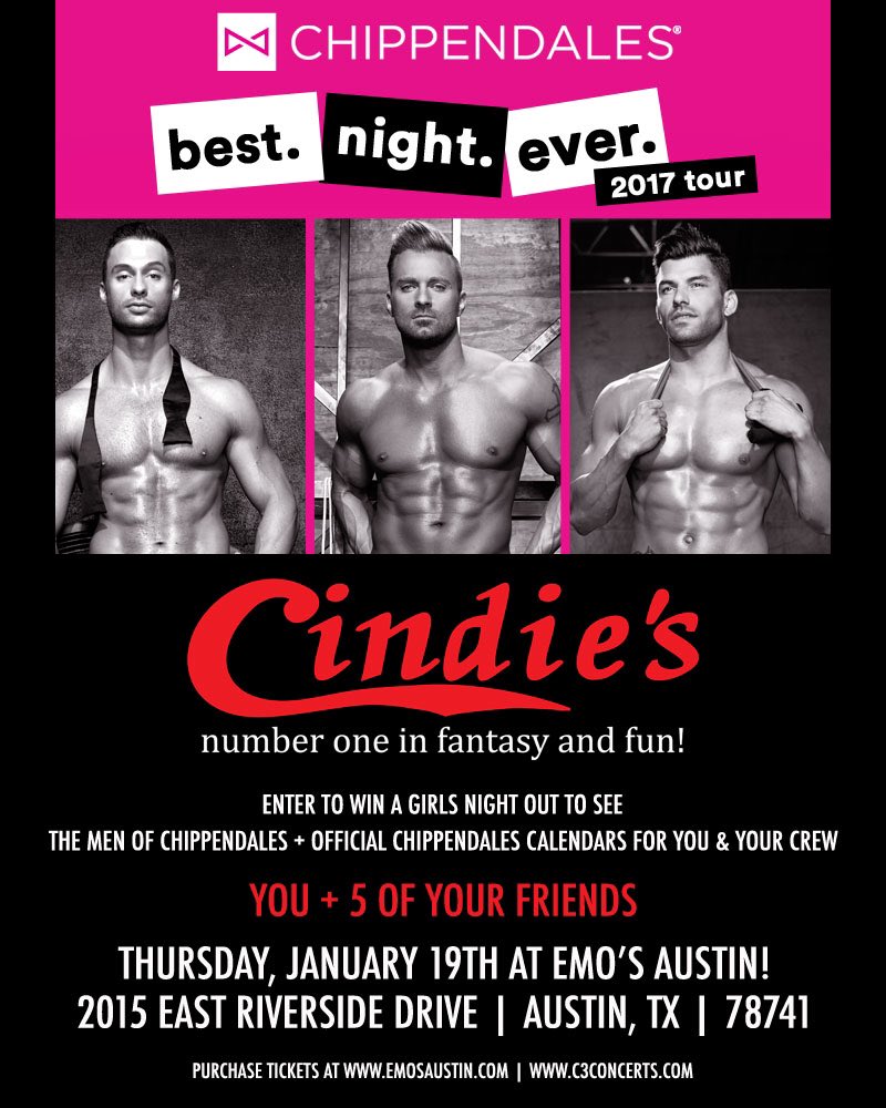 Austin Are you ready for the Best. Night. Ever? Win FREE tickets to see the <a href="/Chippendales/">Chippendales®</a> @ <a href="/emosaustin/">Emo's Austin</a> on 1/19. Enter at the stores!