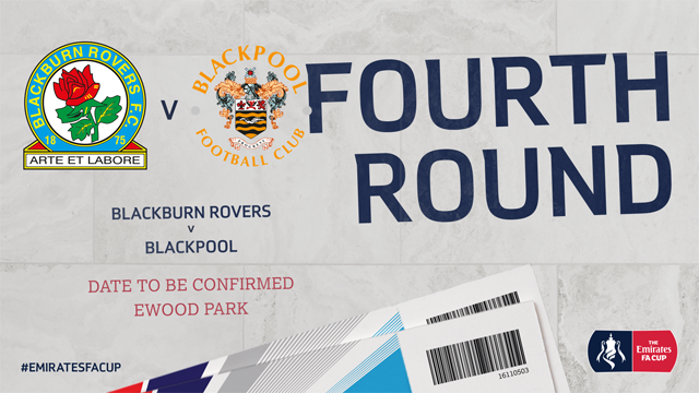 Rovers's tweet image. Rovers will play Blackpool in the fourth round of the Emirates FA Cup.
