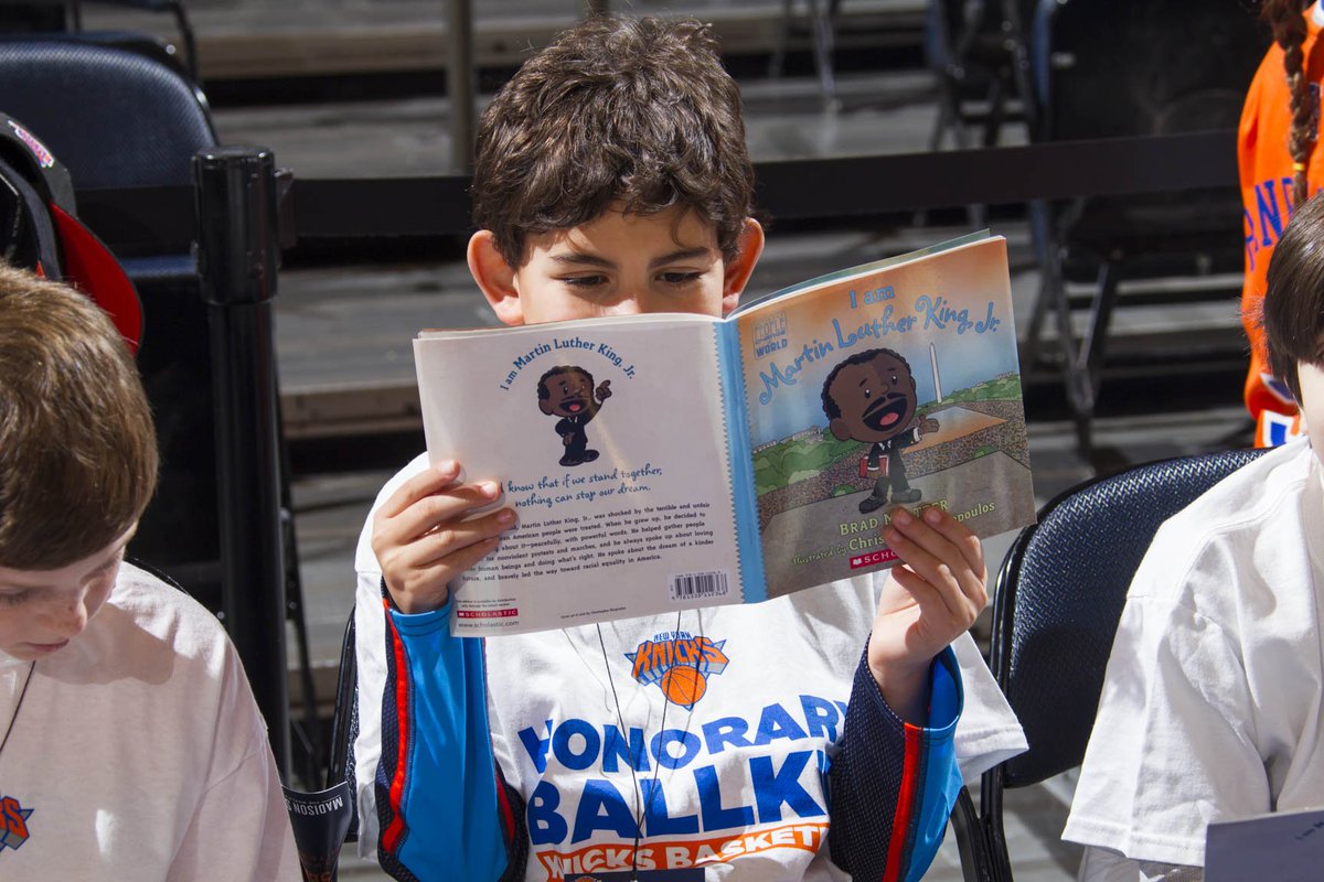 nyknicks's tweet photo. In celebration of Martin Luther King Jr. Day, the #Knicks surprised youth attending yesterday’s game with MLK books from @ScholasticClub! https://t.co/AsOOxo6Fkw