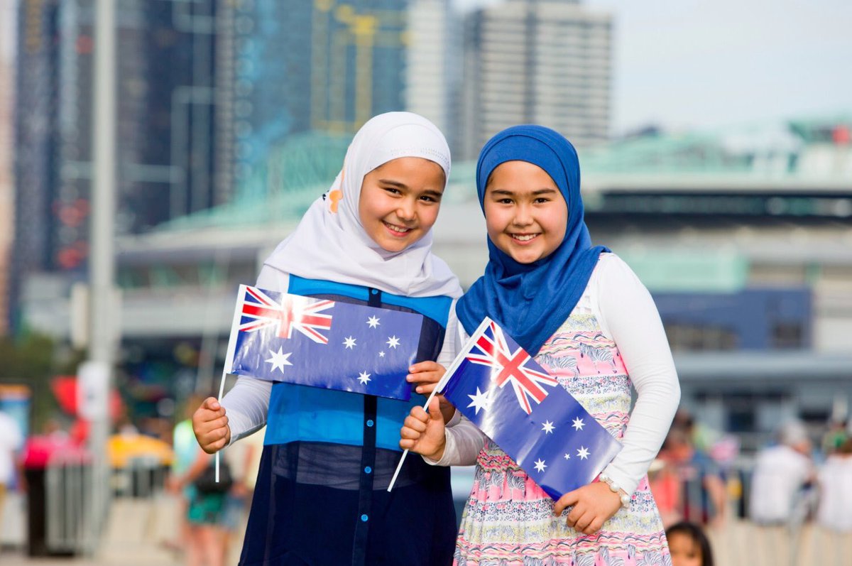 BabsNation's tweet photo. Tell me being dressed like this is a "choice" for these little girls. This is NOT an #AustraliaDay image - it's Iran's image. #Auspol https://t.co/DaXWUodnMc