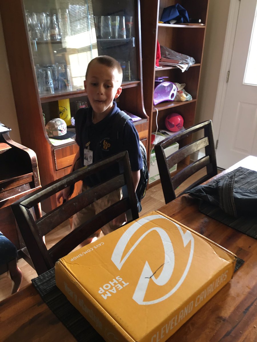SFWill's tweet photo. @cavsdan my little dude's reaction to seeing the box from @cavs team shop! #DefendTheLand #MovingHomeSoon #ClevelandMyHome https://t.co/gd4AHSlHOn