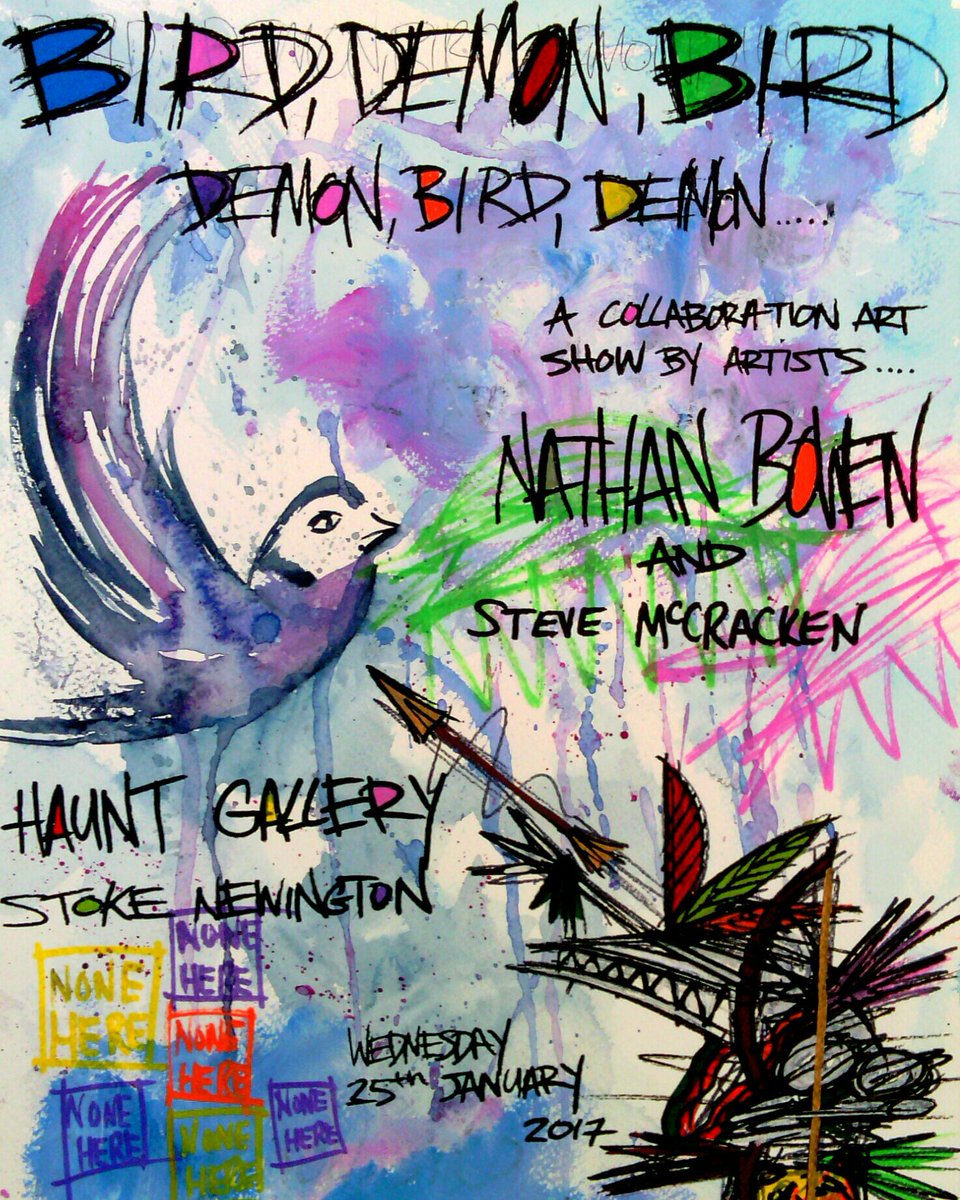 Next week Wednesday 25th January! Haunt Gallery, Stoke Newington Road! Collab art exhibition with Steve McCracken! 6pm - Late! Original art!