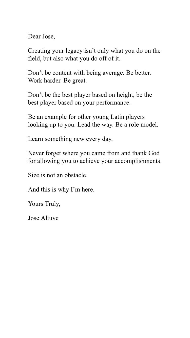 Jose Altuve on Twitter: "Letter to #MyFutureSelf. Set an 