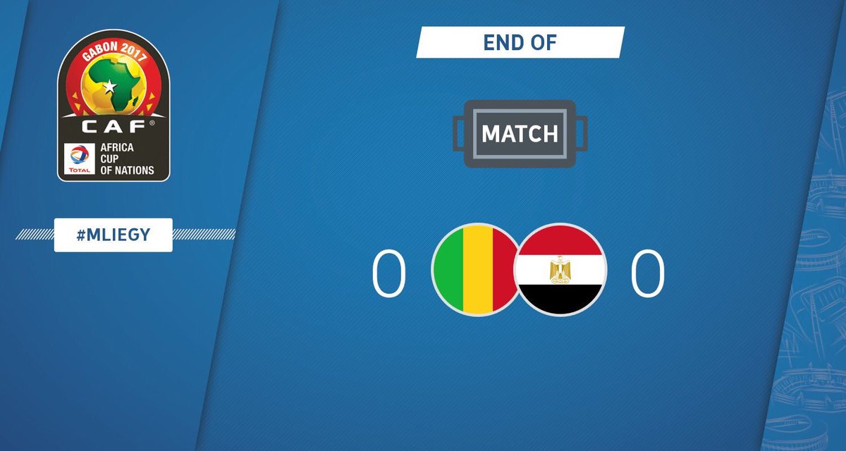AfrFootballShop's tweet photo. FULL TIME: Mali - Egypt 0-0 #AFCON2017 #AFSAFCON #MLIEGY https://t.co/qjU8MuhaUa
