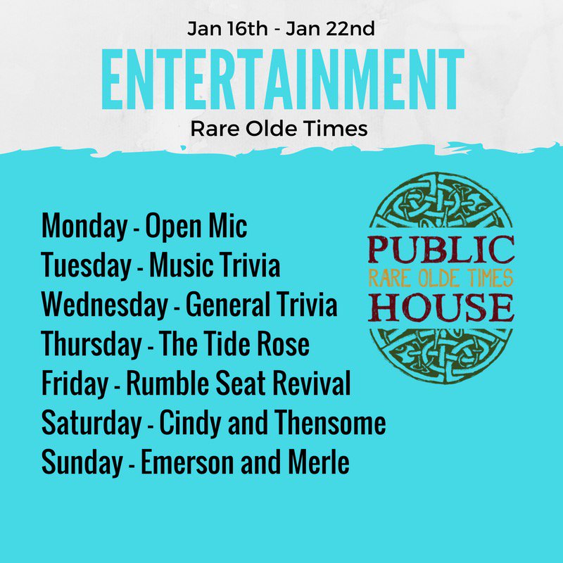 TheTideRose's tweet photo. We're excited to play our first show of 2017 at Rare Olde Times Public House this Thursday night at 8pm! If you're in RVA, come say hello. 👋 https://t.co/ErIxZhVqgM