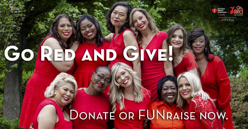 GoRedForWomen's tweet photo. National Wear Red Day is coming soon! Help fund the fight against #heartdisease &amp; #stroke by FUNraising or donating: https://t.co/6TbSEpiv1F https://t.co/k8UrSRA0km