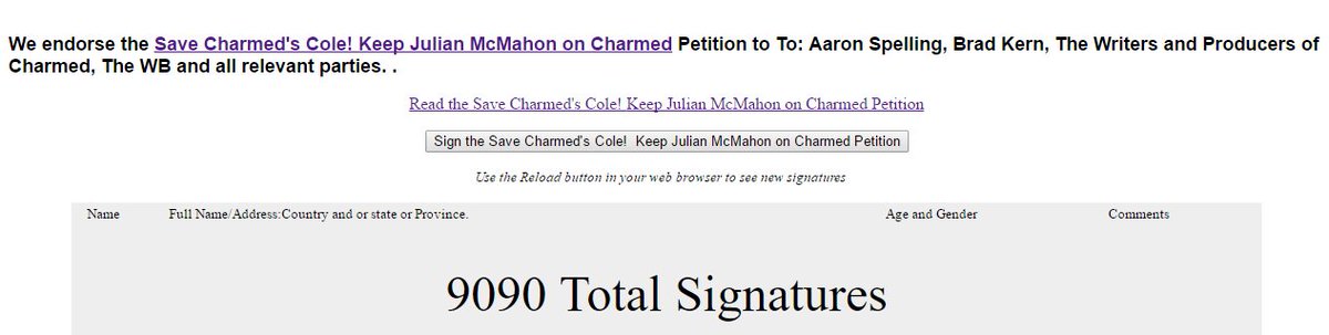 Charmed_Reunion's tweet photo. #Throwback to the petition to #SaveCole! (2002) #Charmed
https://t.co/R6xsIpn9OE https://t.co/1RIfSrYy0D