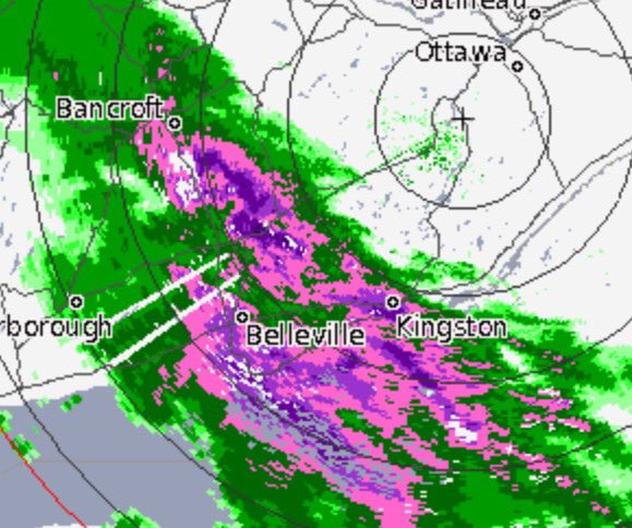 triboardbus's tweet photo. At 1:15 p.m. very little of TB is unaffected by storm. 600 or so drivers are thankful they are not heading out on these roads #pinkisbad https://t.co/pMIwb4A2K8
