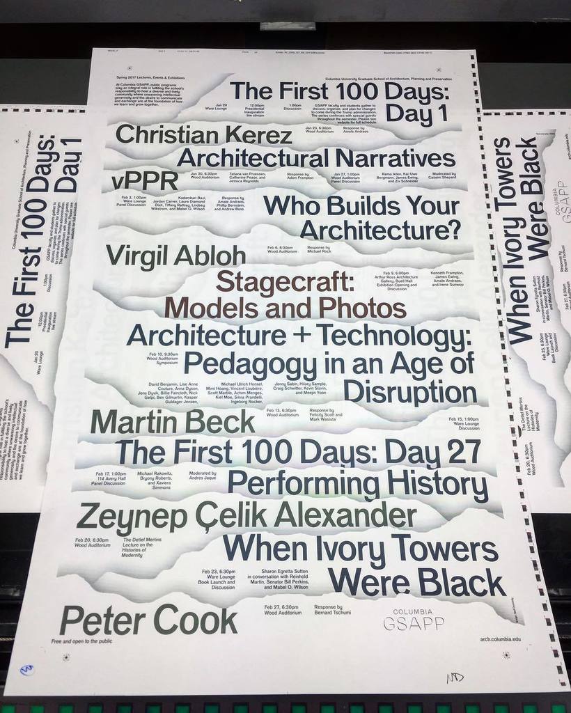 Press check on our Spring 2017 Lectures and Events poster, designed by Neil Donnelly. Join… bit.ly/2jtprvB