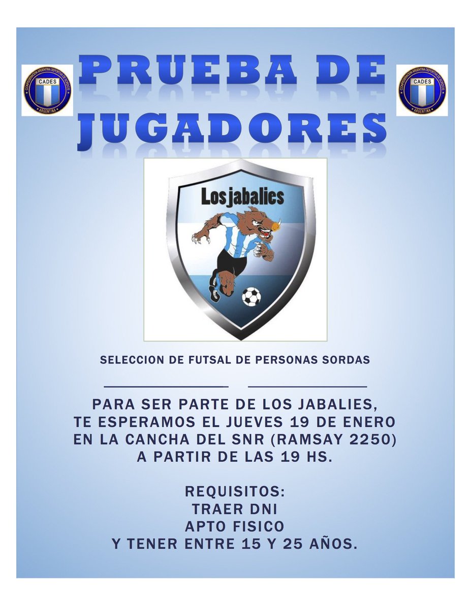 ParaDeportesOK's tweet photo. Futsal para sordos: @LosJabalies buscan nuevos jugadores https://t.co/GzNq0SYPRv https://t.co/SY40Q3beh4