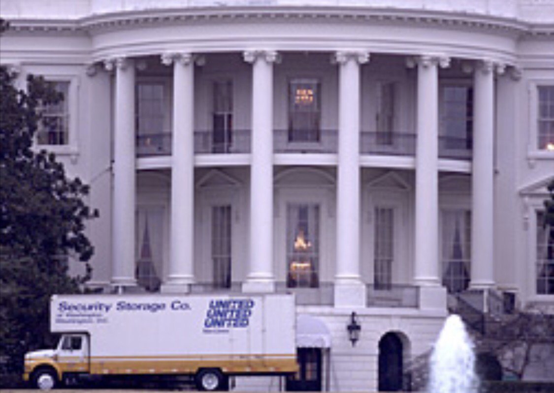 What a beautiful sight! Moving vans at White House