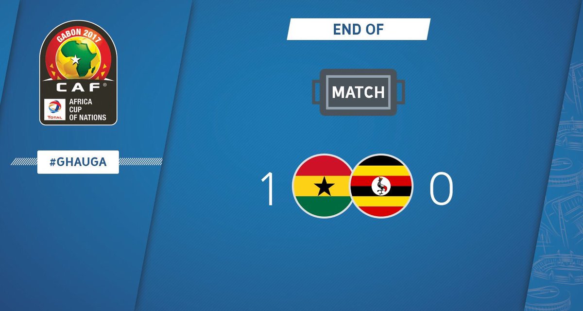 AfrFootballShop's tweet photo. FULL TIME: Ghana 1-0 Uganda
Dede Ayew ( pen, 32 ) #AFCON2017 #AFSAFCON https://t.co/q1LfzI1KMj