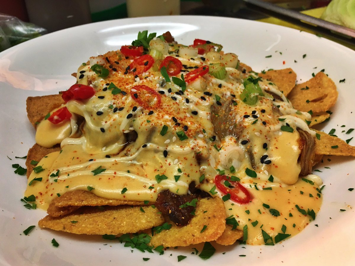 Smoked &amp; braised Bulgogi ox tail, caramelised kimchi, nacho cheese, lime, miso mayo and togorashi - from 12pm tomorrow! <a href="/littlebluesmoke/">littlebluesmokehouse</a>