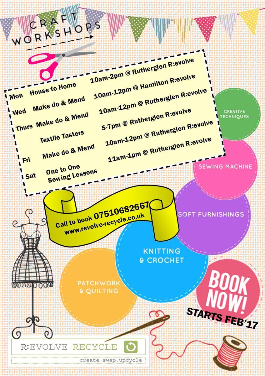 revolverecycle's tweet photo. Recycled Textile Workshops 
Book *NOW* to avoid disappointment! Call Caroline on: 07510682667 or caroline@leap-project.co.uk https://t.co/6ZMRAgRCDB