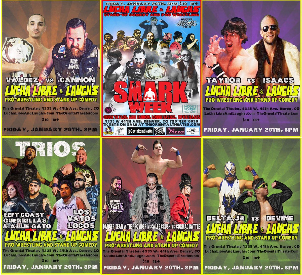 LuchaLibreLaugh's tweet photo. Friday! 8pm. Holy crap, what a lineup! https://t.co/YJMGUw2qDH https://t.co/1CStt3XO7L