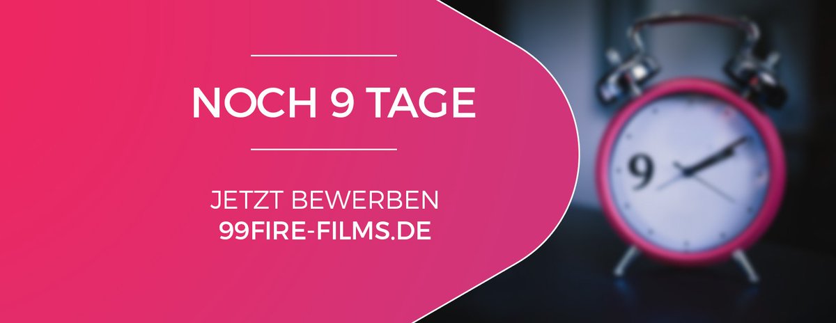 Noch 9 Tage! Der Countdown für den #99FFA läuft. Gewinne 9.999€ und meld dich jetzt auf 99fire-films.de an. #filmemacher #youtuber