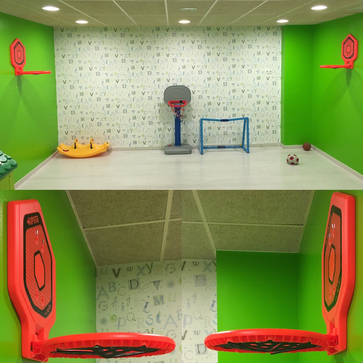 Igualafesta's tweet image. Ja tenim gairebé a punt la pista de bàsquet per els no tant petits #igualafesta #basquet #alteugust