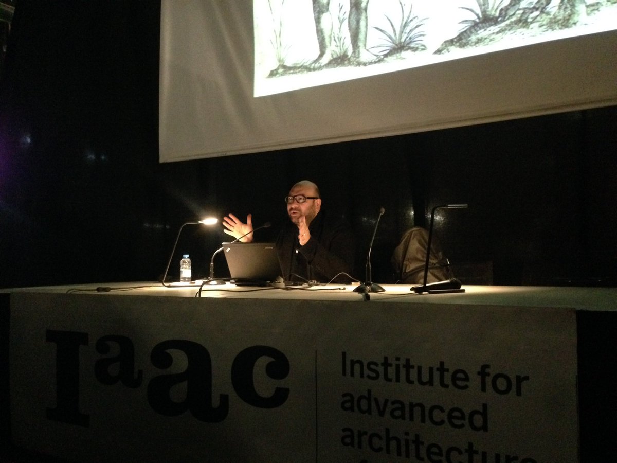 IAAC's tweet photo. #MatiasDelCampo presenting @IAAC #SPAN's current work as a journey into the Moods and Atmospheres of the #PostDigitalAge. #IAACLectures https://t.co/CJMV1JP90e
