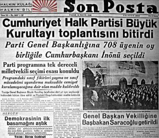 CHP Genel Başkanlığına Cumhurbaşkanı İnönü, Bşk. Vekilliğine Başbakan Saraçoğlu
#ÜlkemİçinEVVET