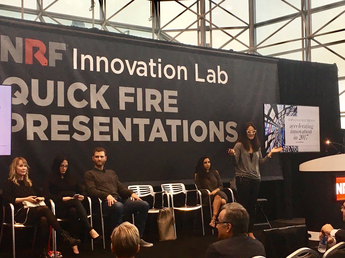 TrendalyticsCo's tweet photo. Last day of quick-fire presentations at #NRF17 -- come by the Innovation Lab to learn more about #RadicalRetail https://t.co/NYKH5FXVHF