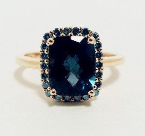 I am in LOVE with this blue topaz &amp; blue diamond ring from #Etsy. Tweet me your #ringobsession !!