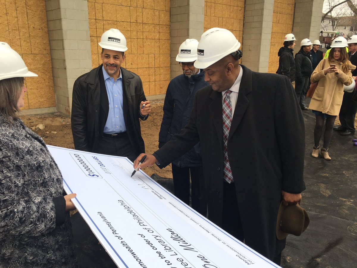 DwightEvansPA's tweet photo. Dwight with @SenatorHaywood and @RepRabb at Lovett Memorial Library check presentation. https://t.co/O4WekqhzrR