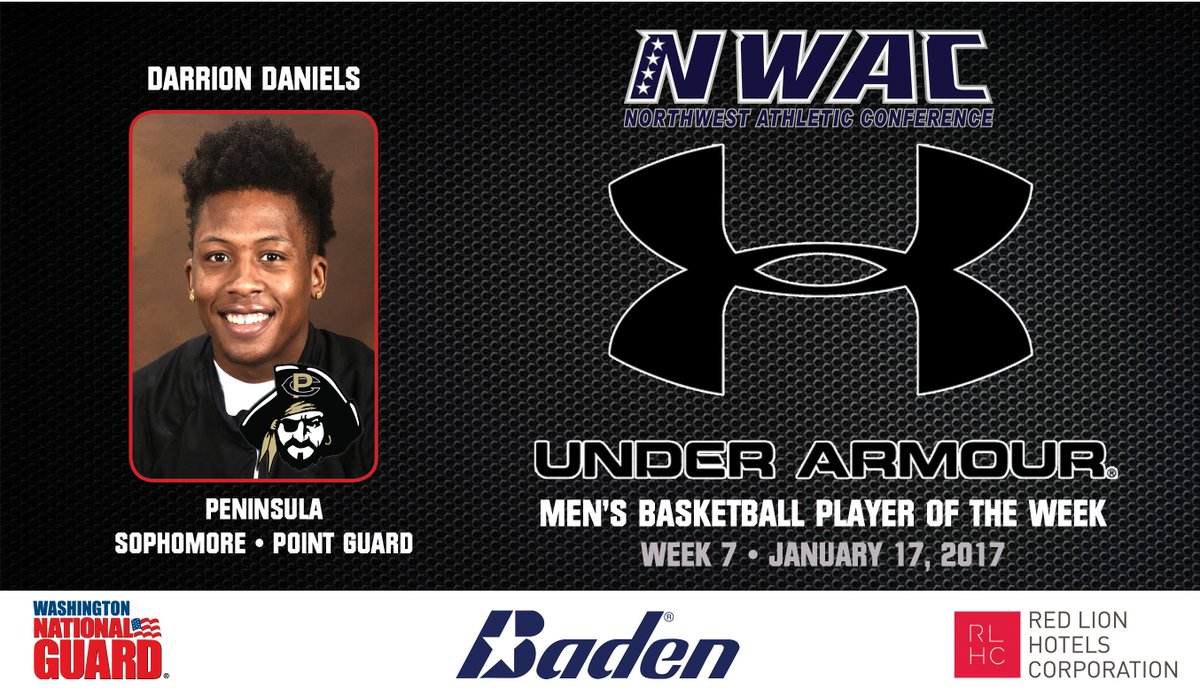 Congrats to <a href="/pencollege/">Peninsula College</a> 's Darrion Daniels for earning #NWACmbb <a href="/UnderArmour/">Under Armour</a> Player of the Week honors! nwacsports.org/index.php?id=1…