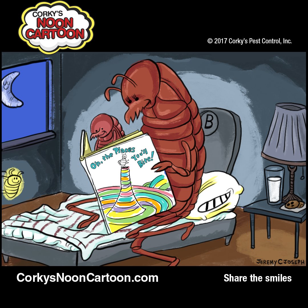 CorkysPestInc's tweet photo. CORKY'S NOON CARTOON by Jeremy Joseph
Stop bed bugs from biting. Call 1-800-901-1102. https://t.co/z53LYVqgHV
#bedbug #killbedbugs https://t.co/t267bCnBFh