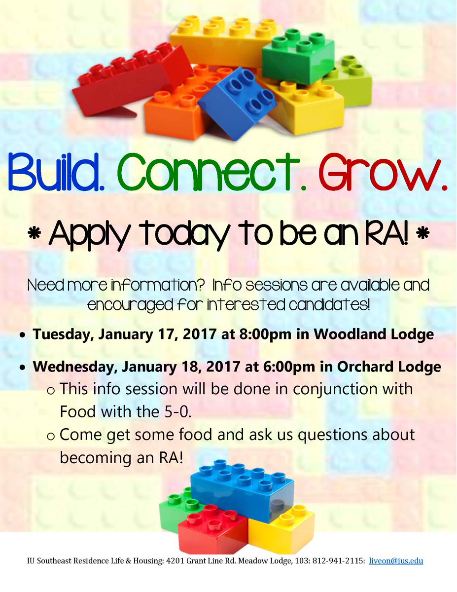 Residence Life is beginning our search for the 2017-18 RA staff!  If you are interested, consider attending an info session! See attached.