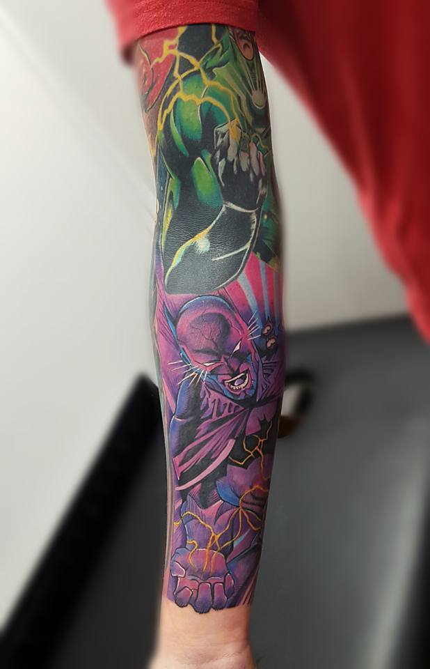 Tattoo uploaded by Expression Tattoo  Art  Superhero sleeve by Kieran  Fensom  Tattoodo