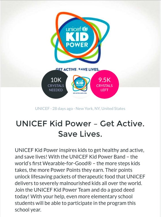 Do a good deed to support UNICEF Kid Power – Get Active. Save Lives. #unite4good bit.ly/2i15Bnt @unicefkidpower